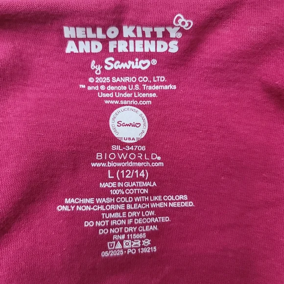 NWT. Hello Kitty and Friends Pink Kids Graphic Tee. Size L - Picture 2 of 10